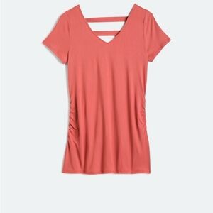 Coral Short Sleeve V-Neck Top